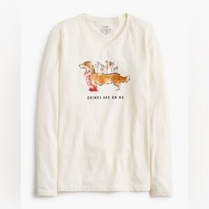 J.CREW Women's Dachshund Graphic Tee Shirt Size XXS Winter Collector Tee